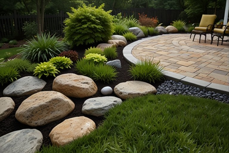 Backyard with Stunning Hardscaping Elements